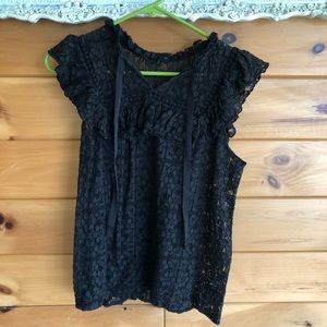 Floral lace black top (M)